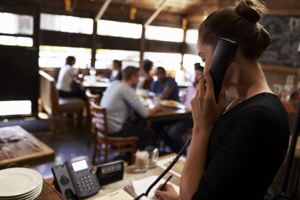 Waitress on the phone